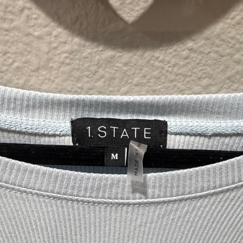 1. State Light Blue Ribbed Knotted Tee | Size M | NWT - Picture 2 of 5